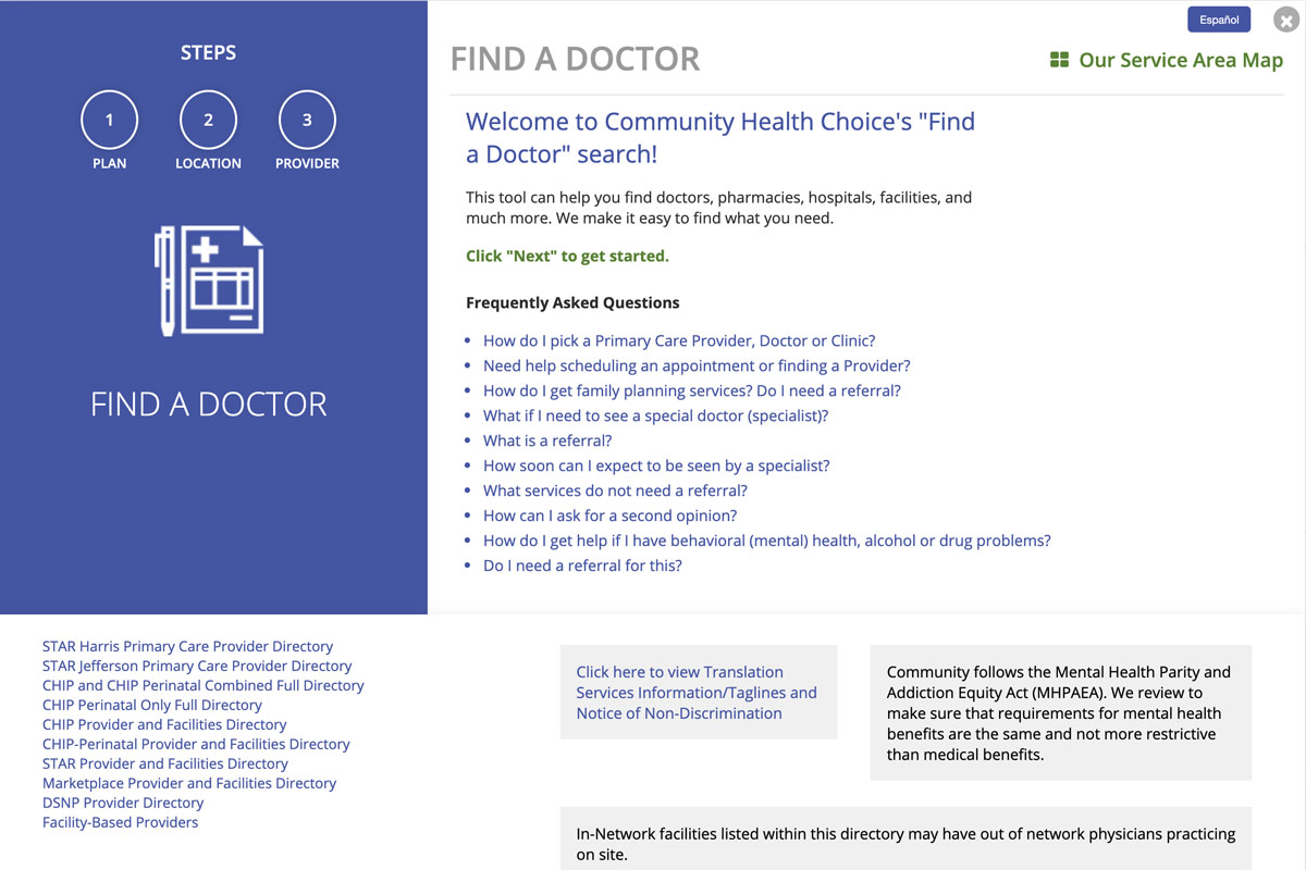 The Community Health Choice Portal Dashboard